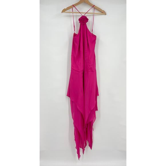 Lovers and Friends | Shelby Asymmetric Dress in Pink Handkerchief Hem Rosette S - Picture 2 of 16
